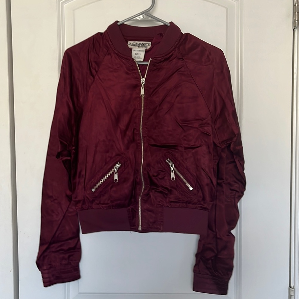 Burgundy bomber jacket